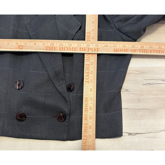 Kasper Women 12 Blazer Long Sleeve Button Front Lined Cropped Plaid Gray - Picture 7 of 7